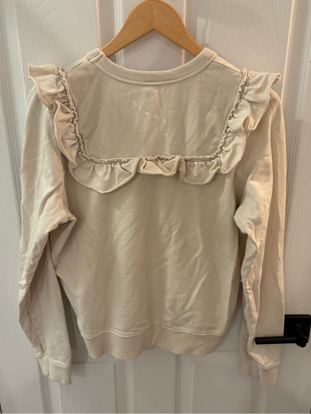 Clare V Cream Ribbed-Neck Sweatshirt - Picture 5 of 5